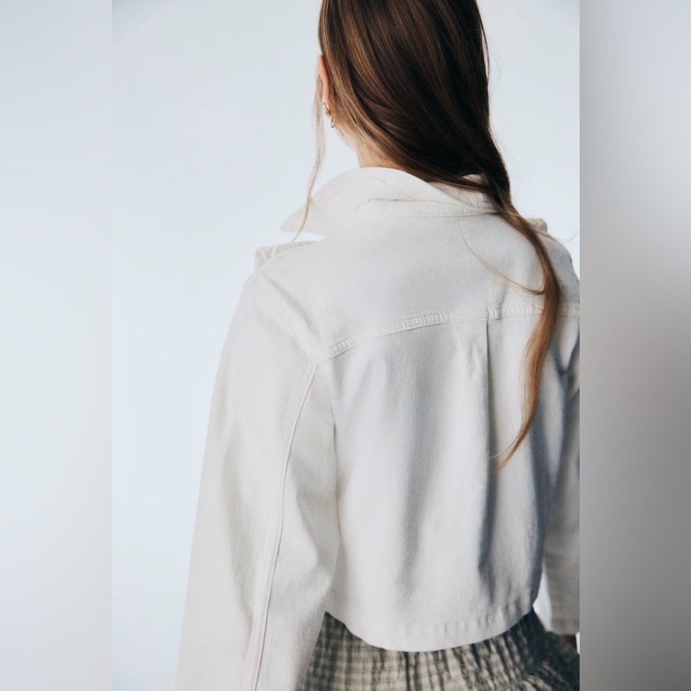 H&M White Ruffle Jean Jacket - Picture 5 of 6